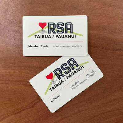 Tairua Pauanui RSA member cards - New Look