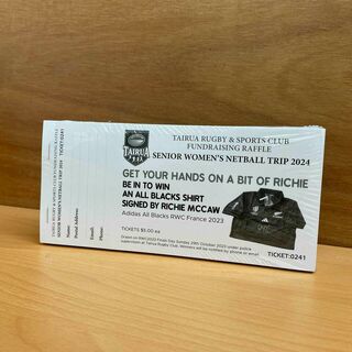 Raffle tickets for the Tairua Rugby & Sports Club